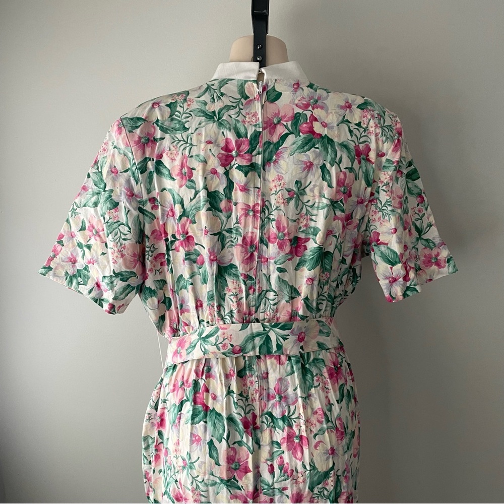 80s Vintage Enge Collection Foral Secretary Wrap Dress Modi Belted Grandma - Picture 6 of 13